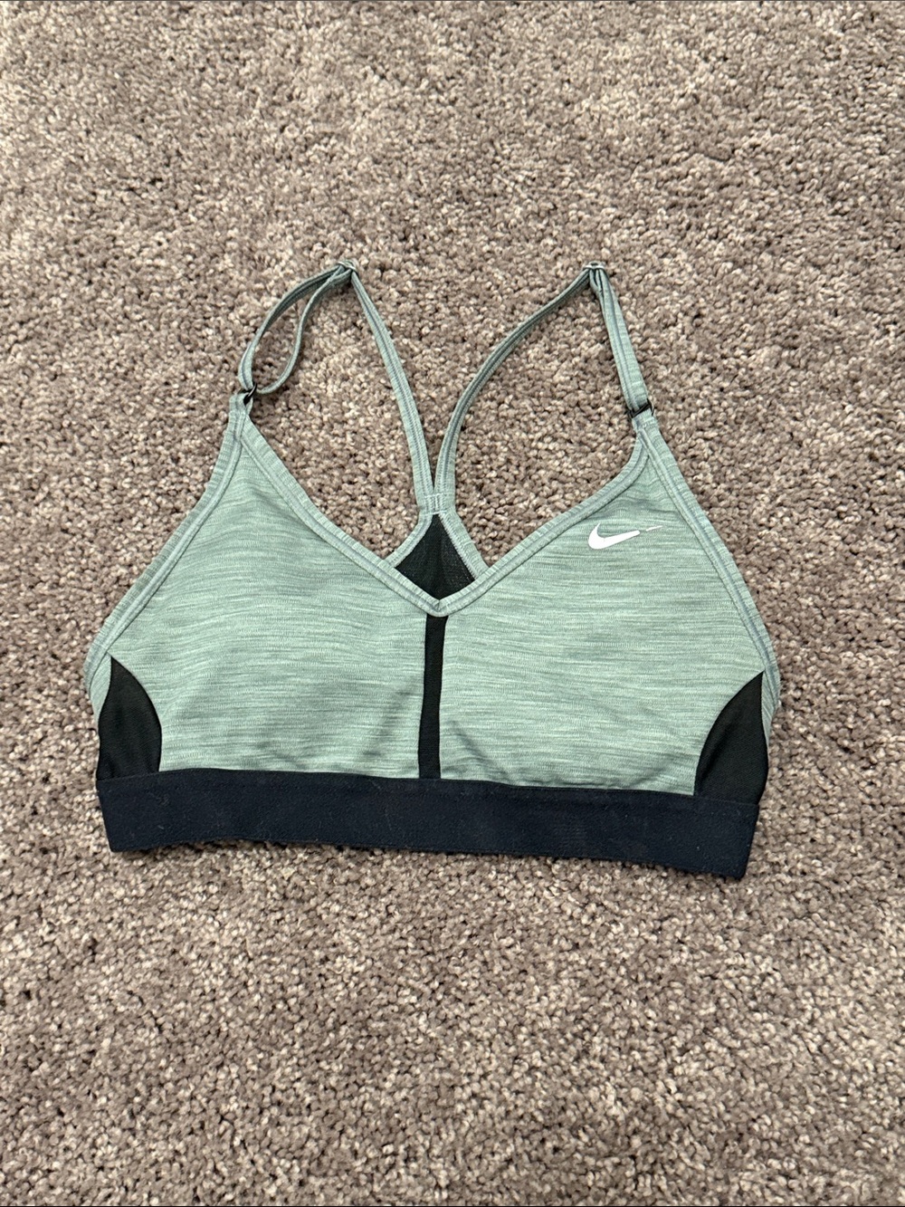 Nike Sage Green & Black Strappy Low-Impact Sports Bra